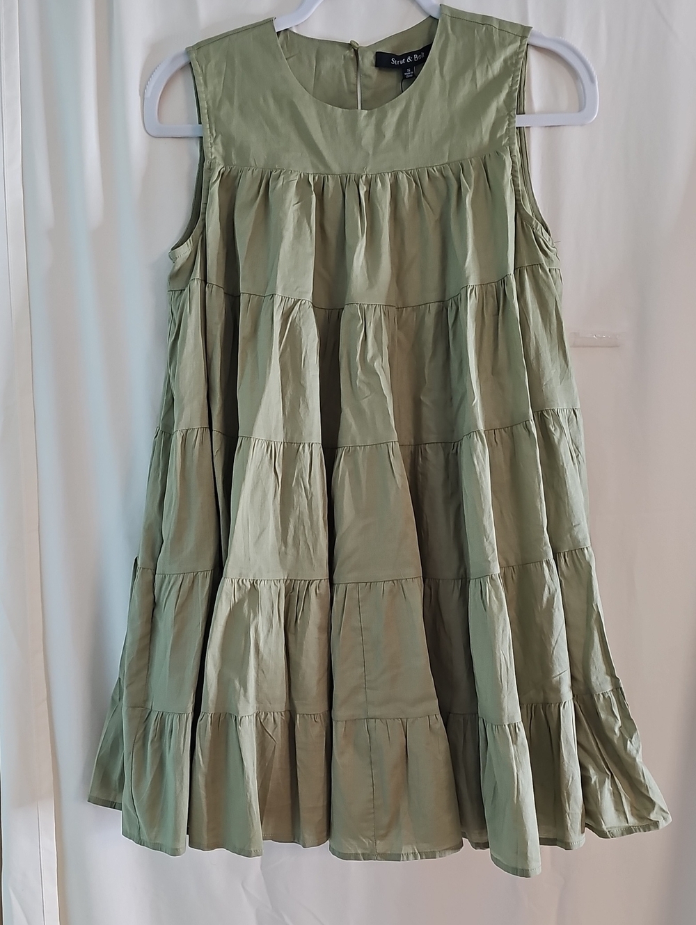 Olive Tiered A-Line Dress Skirt - Picture 1 of 8